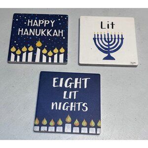 Thirstystone Hanukkah Coasters Set Of 3 With Cork Backing